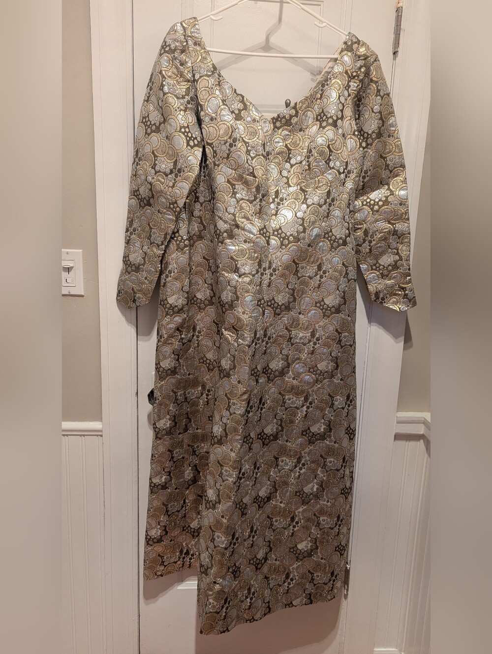Vintage Metallic Gold & Silver Brocade Dress - Formal Women’s Gown